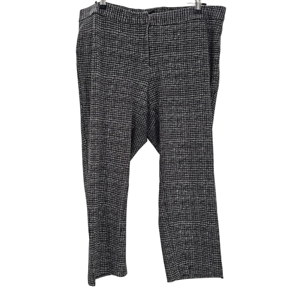 Amanda + Chelsea Womans size 16W Comfort Waist Sketch Print Ponte Pants Black